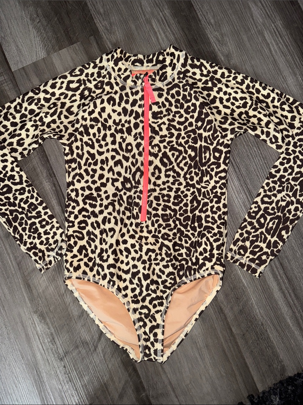 Crewcuts one piece swimsuit 8 long sleeve animal print UPF 50+ rash guard swim